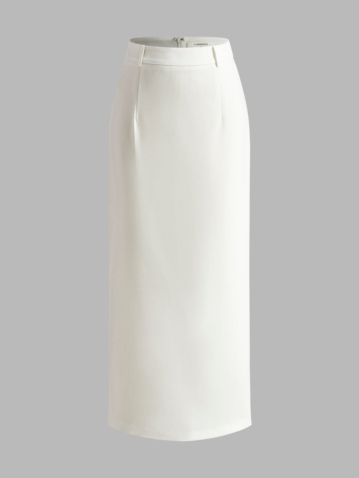 Elegant Slit Back Maxi Skirt Without Belt  Liora Lane Boutique Skirts White / XL 39.00
