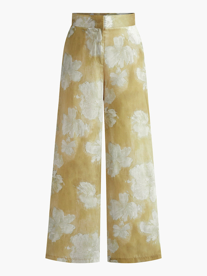 Romance Floral Printed Straight Pants  Liora Lane Boutique Pants Apricot / XL 35.00