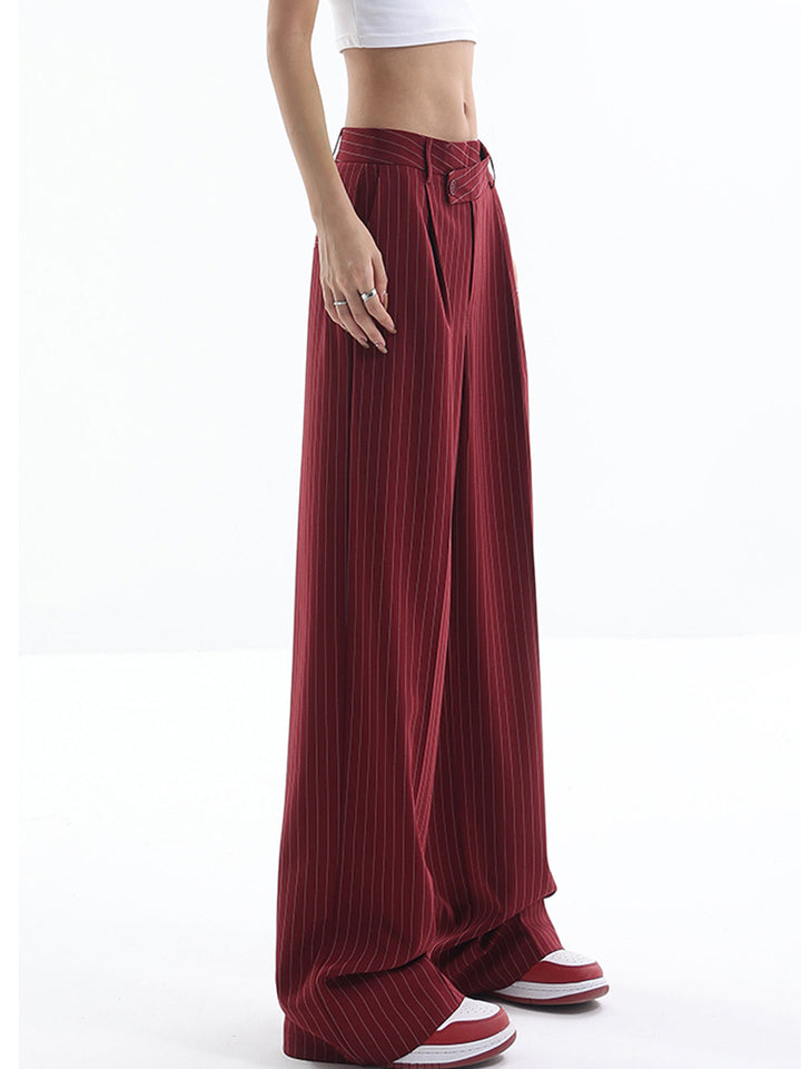 Asymmetrical High-Waist Pinstripe Pants  Liora Lane Boutique Pants