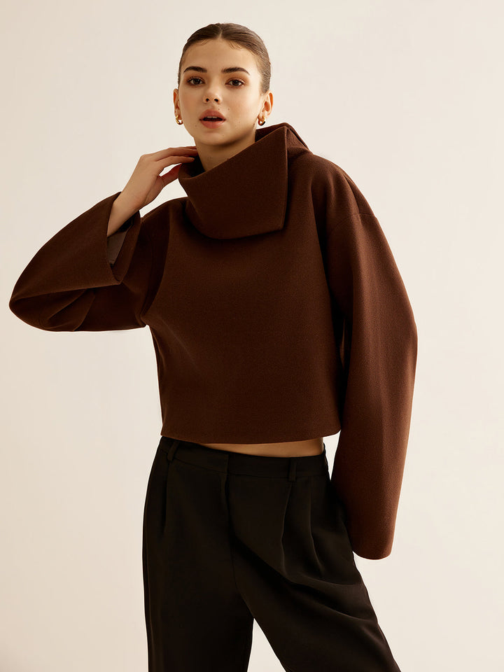 Plain Turtleneck Tweed Top  Liora Lane Boutique Wool Coats