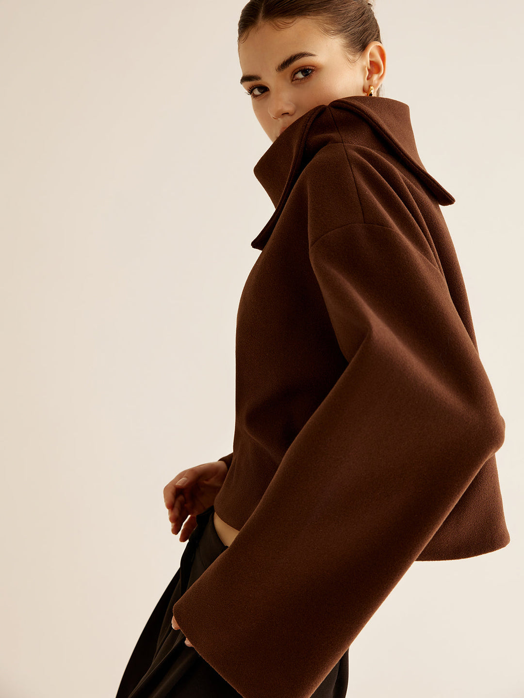 Plain Turtleneck Tweed Top  Liora Lane Boutique Wool Coats