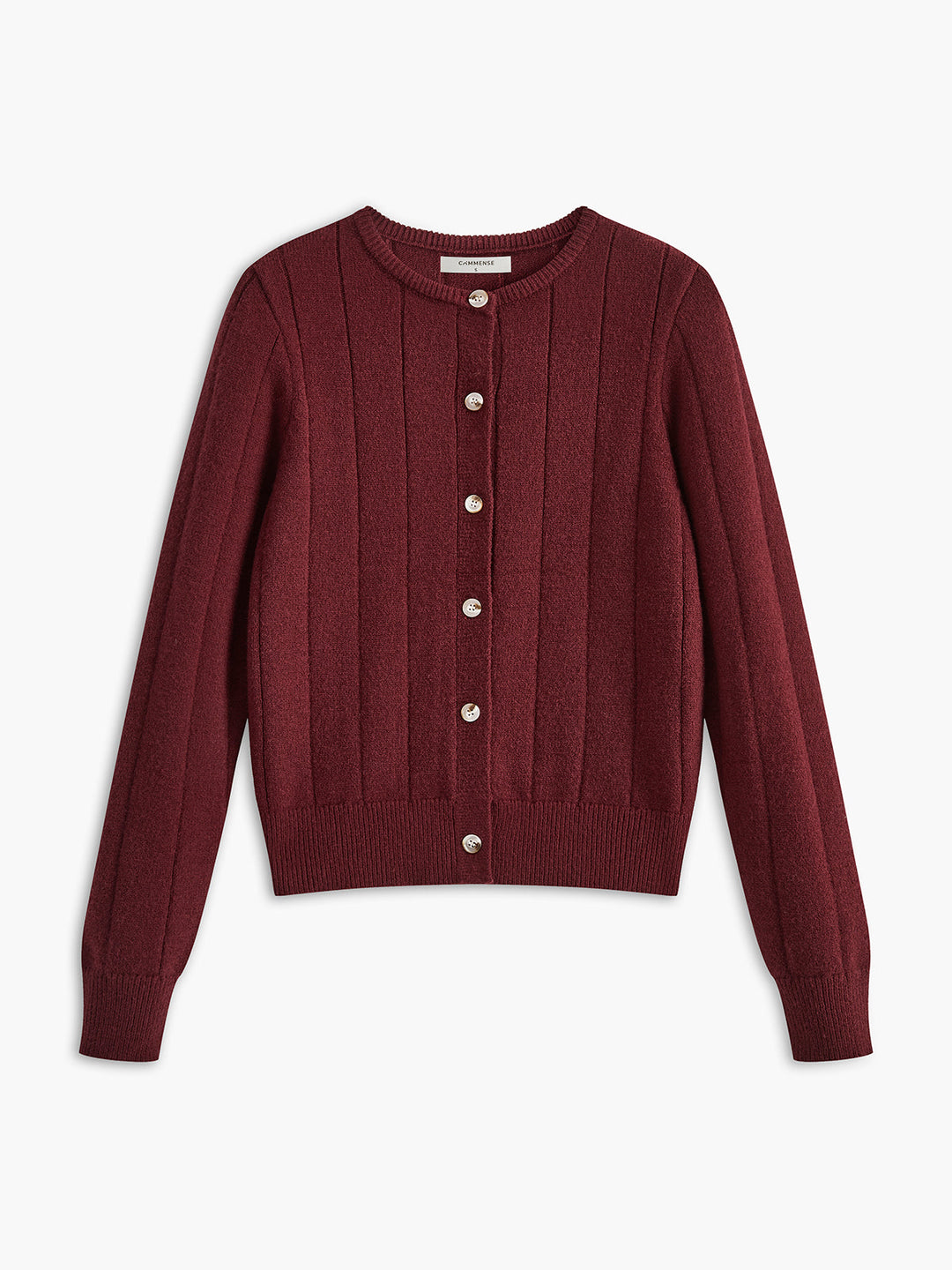 Crew Neck Button Soft Cardigan  Liora Lane Boutique Cardigans Burgundy / XL 36.00