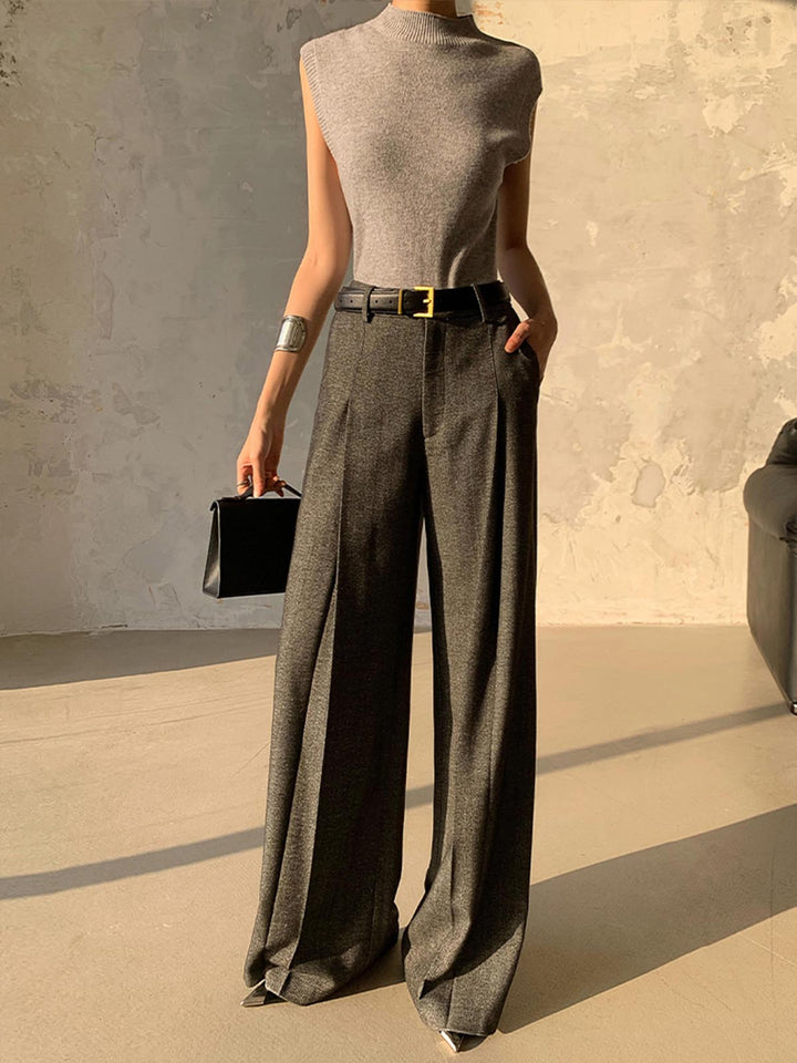 High Waist Pleated Pants Without Belt  Liora Lane Boutique Pants Grey / XL 64.00