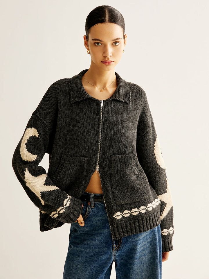 Double-Zip Pockets Lapel Cardigan  Liora Lane Boutique Cardigans