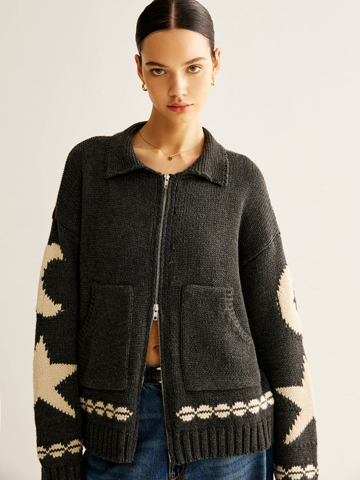 Double-Zip Pockets Lapel Cardigan  Liora Lane Boutique Cardigans