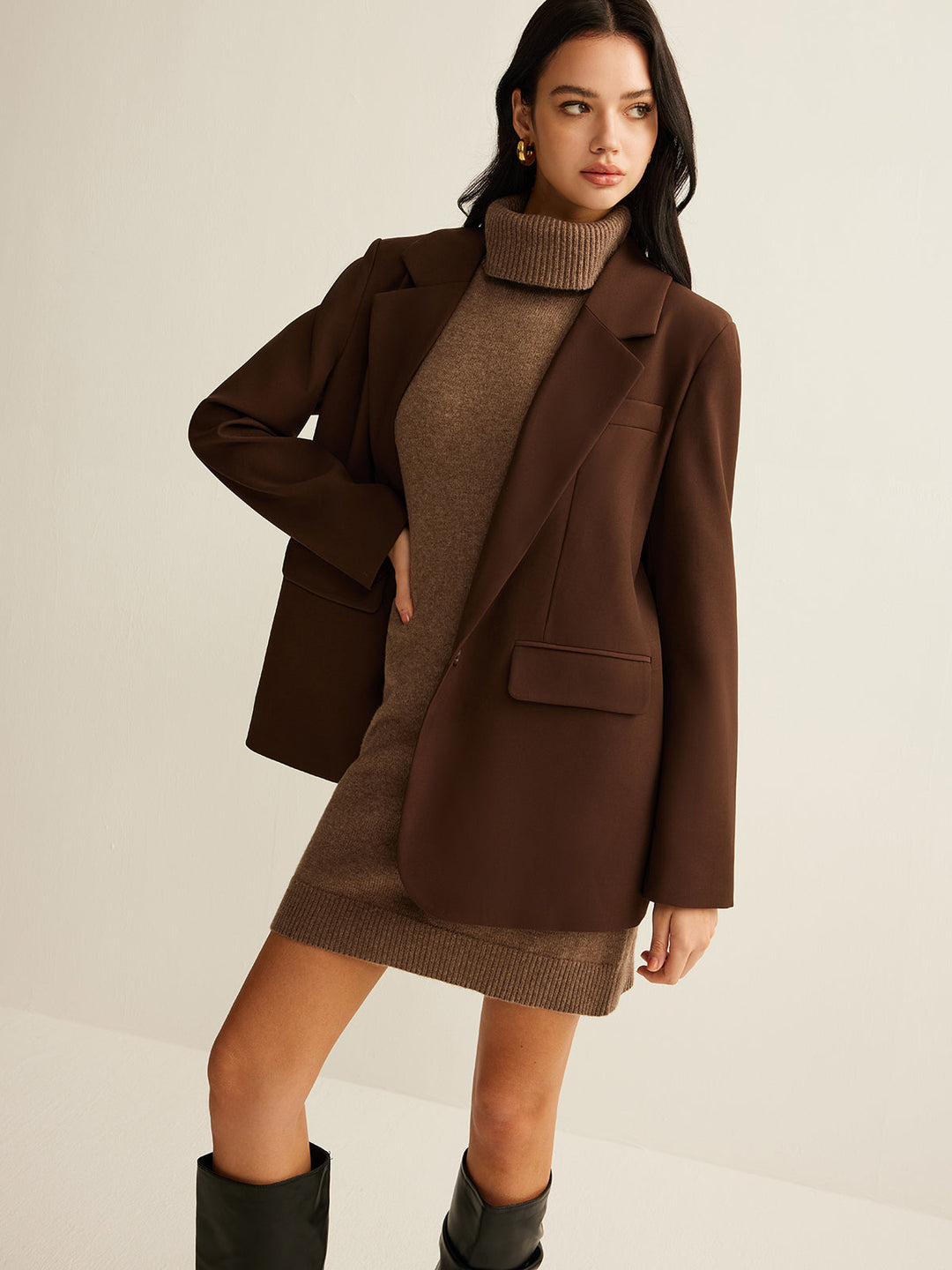 Wool-Blend Turtleneck Sweater Dress Without Belt  Liora Lane Boutique Sweater Dresses