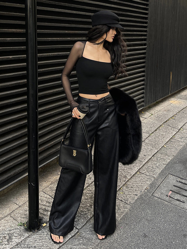 Square Neck Sheer Panel Crop T-Shirt  Liora Lane Boutique T-Shirts