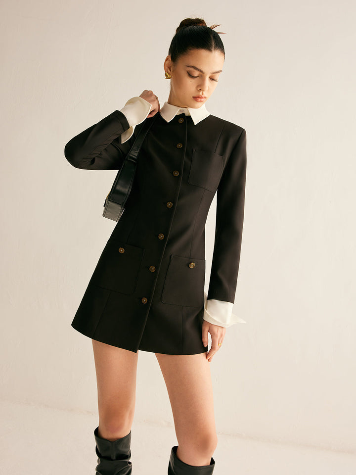 Adjustable-Collar Slim Blazer Dress  Liora Lane Boutique Blazers