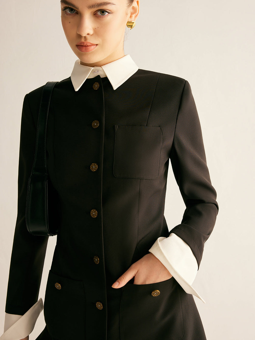 Adjustable-Collar Slim Blazer Dress  Liora Lane Boutique Blazers