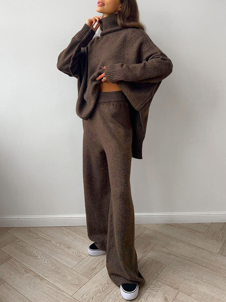 Plain Turtleneck Knit Pants Set  Liora Lane Boutique Pant Sets