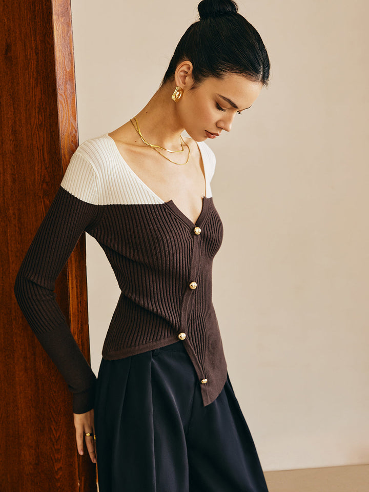 Asymmetrical Color Block Skinny Sweater  Liora Lane Boutique Sweaters