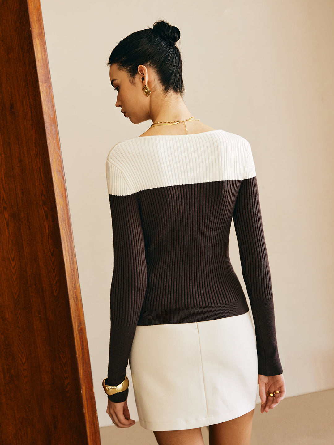 Asymmetrical Color Block Skinny Sweater  Liora Lane Boutique Sweaters