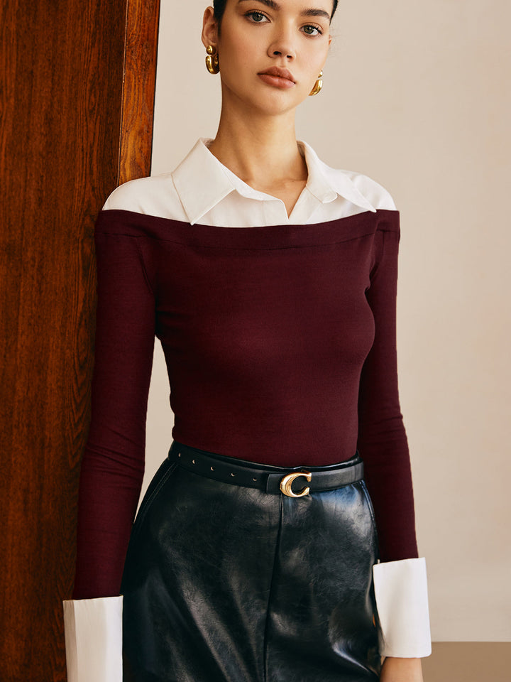 Semi-Sheer Panel Jersey Slim Top  Liora Lane Boutique T-Shirts