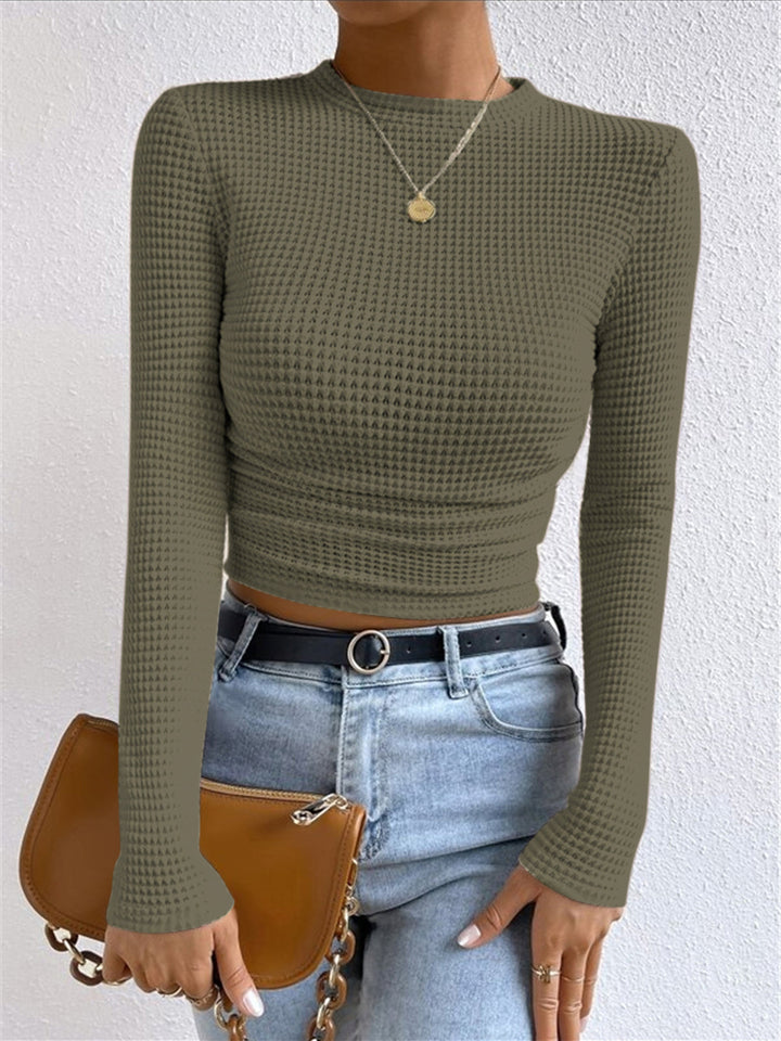 Plain Waffle Slim Sweater  Liora Lane Boutique T-Shirts ArmyGreen / XL 28.00
