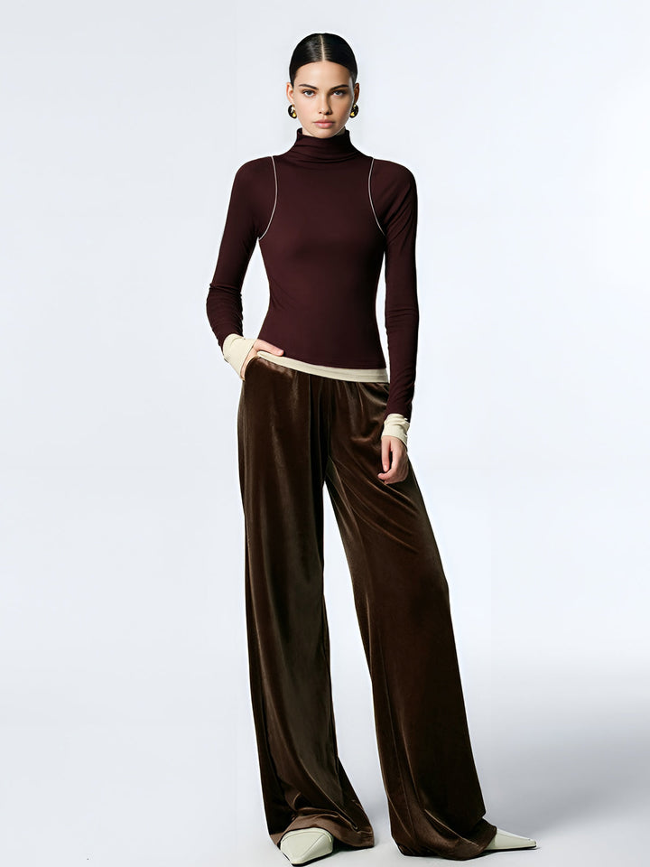 Mock Neck Contrast Binding Jersey Top  Liora Lane Boutique T-Shirts