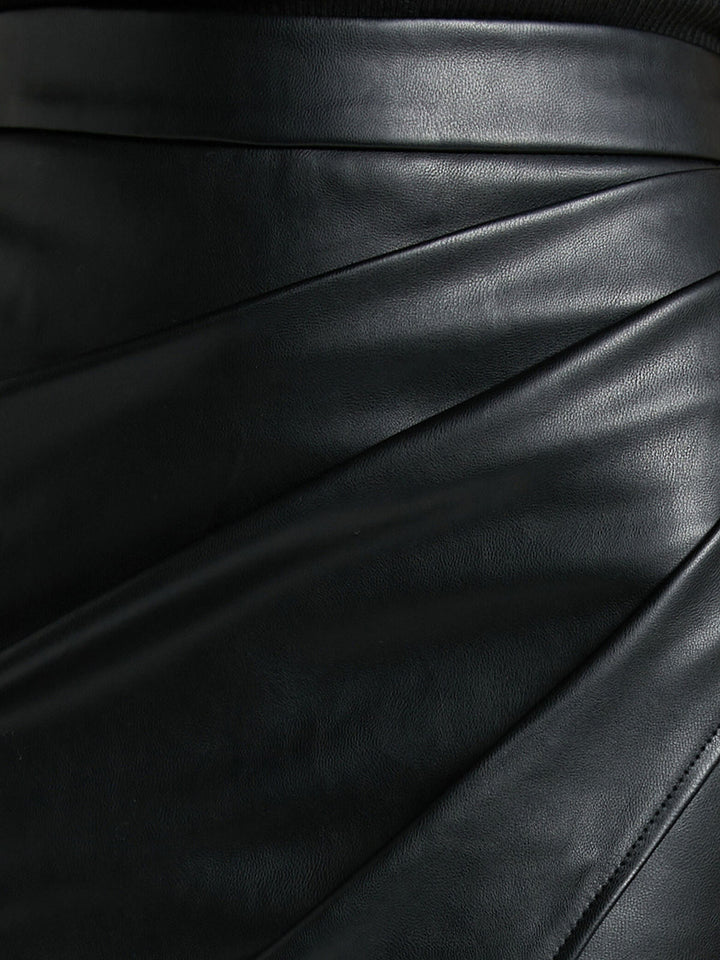 Pleated Split PU Leather Skirt  Liora Lane Boutique Skirts