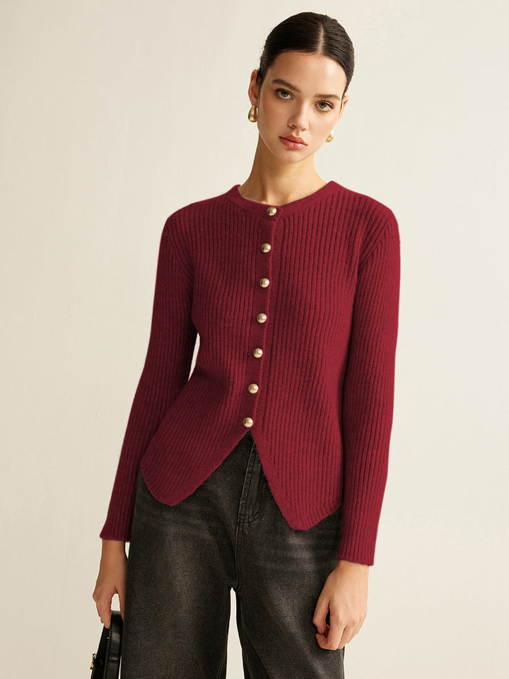 Button Down Split Cardigan  Liora Lane Boutique Cardigans Burgundy / XL 39.00