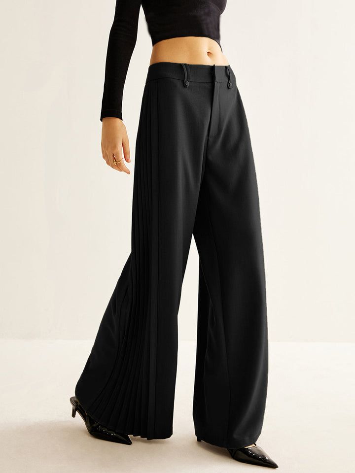 Side Pleated Wide-Leg Pants  Liora Lane Boutique Pants Black / XL 62.00