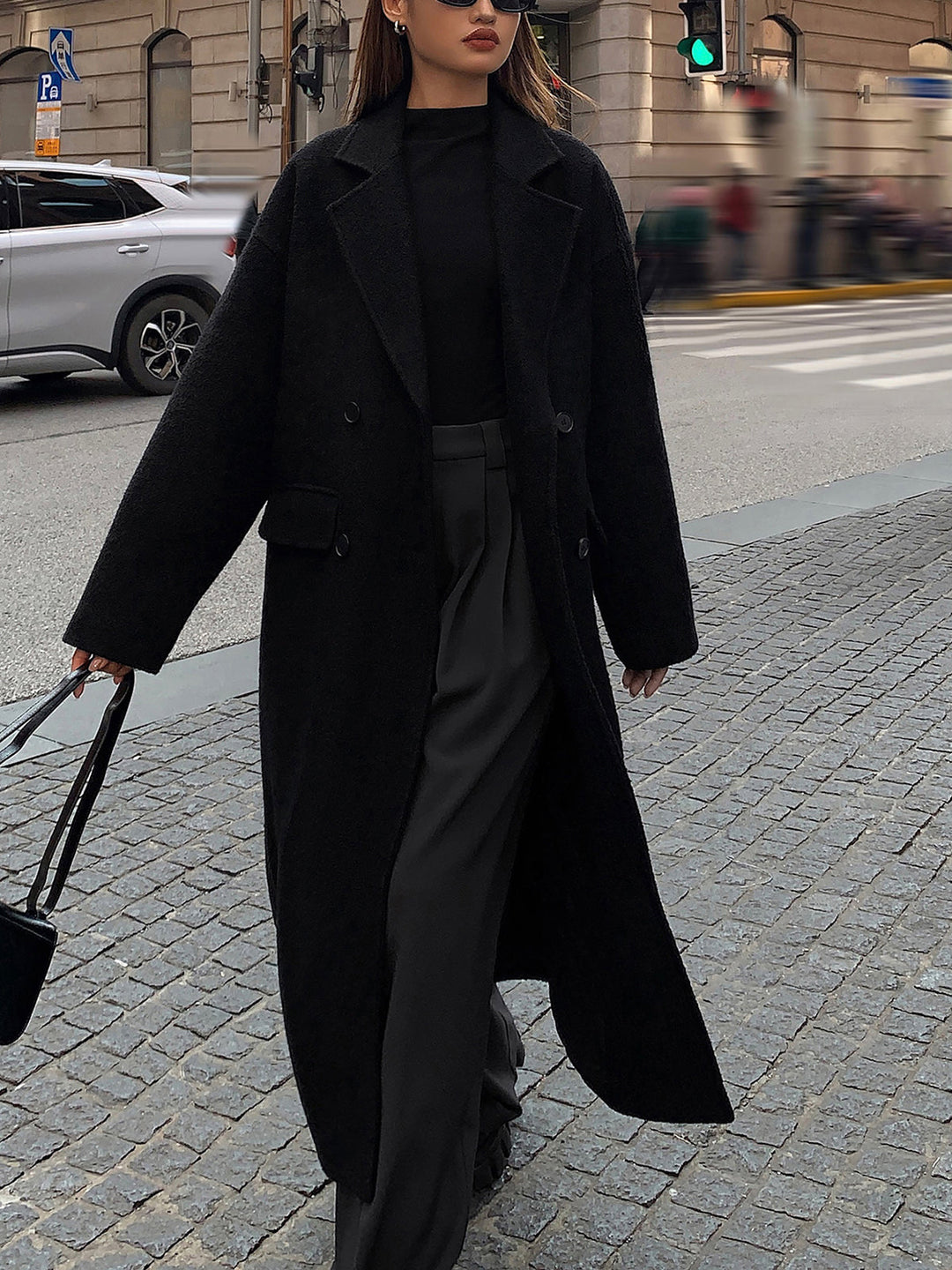 Wool-Blend Tweed Long Coat  Liora Lane Boutique Wool Coats
