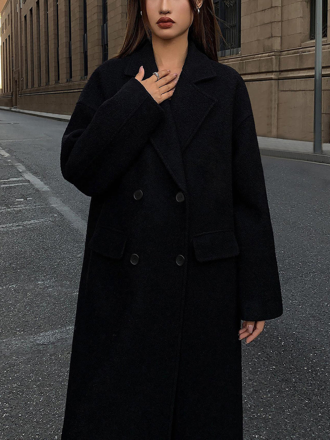 Wool-Blend Tweed Long Coat  Liora Lane Boutique Wool Coats