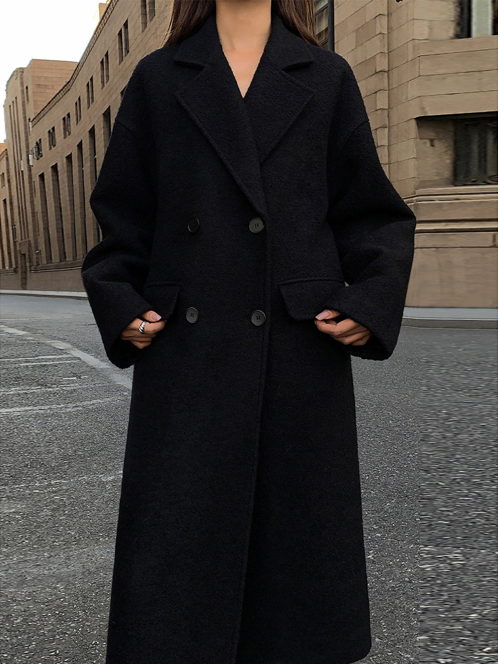 Wool-Blend Tweed Long Coat  Liora Lane Boutique Wool Coats