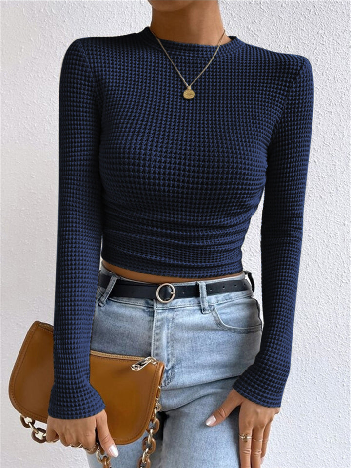 Plain Waffle Slim Sweater  Liora Lane Boutique T-Shirts Navy / XL 28.00
