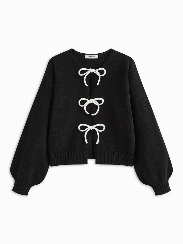 Bow Front Shift Sweater  Liora Lane Boutique Sweaters Black / XL 108.99