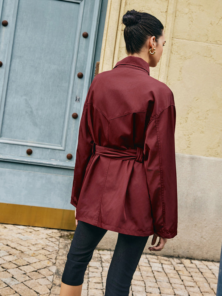 Retro Asymmetrical Belted Trench Coat  Liora Lane Boutique Trench Coats