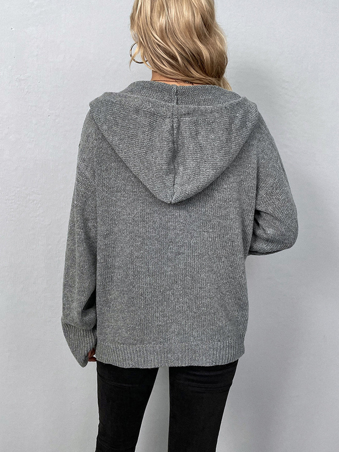 Button Drawstring Hooded Cardigan  Liora Lane Boutique Cardigans