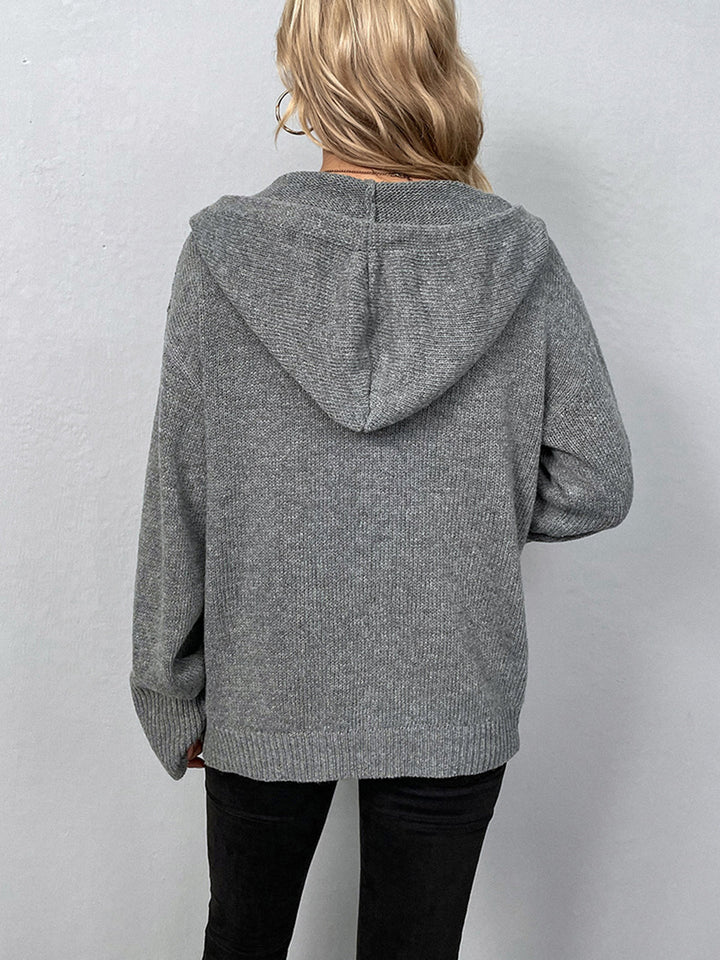 Button Drawstring Hooded Cardigan  Liora Lane Boutique Cardigans