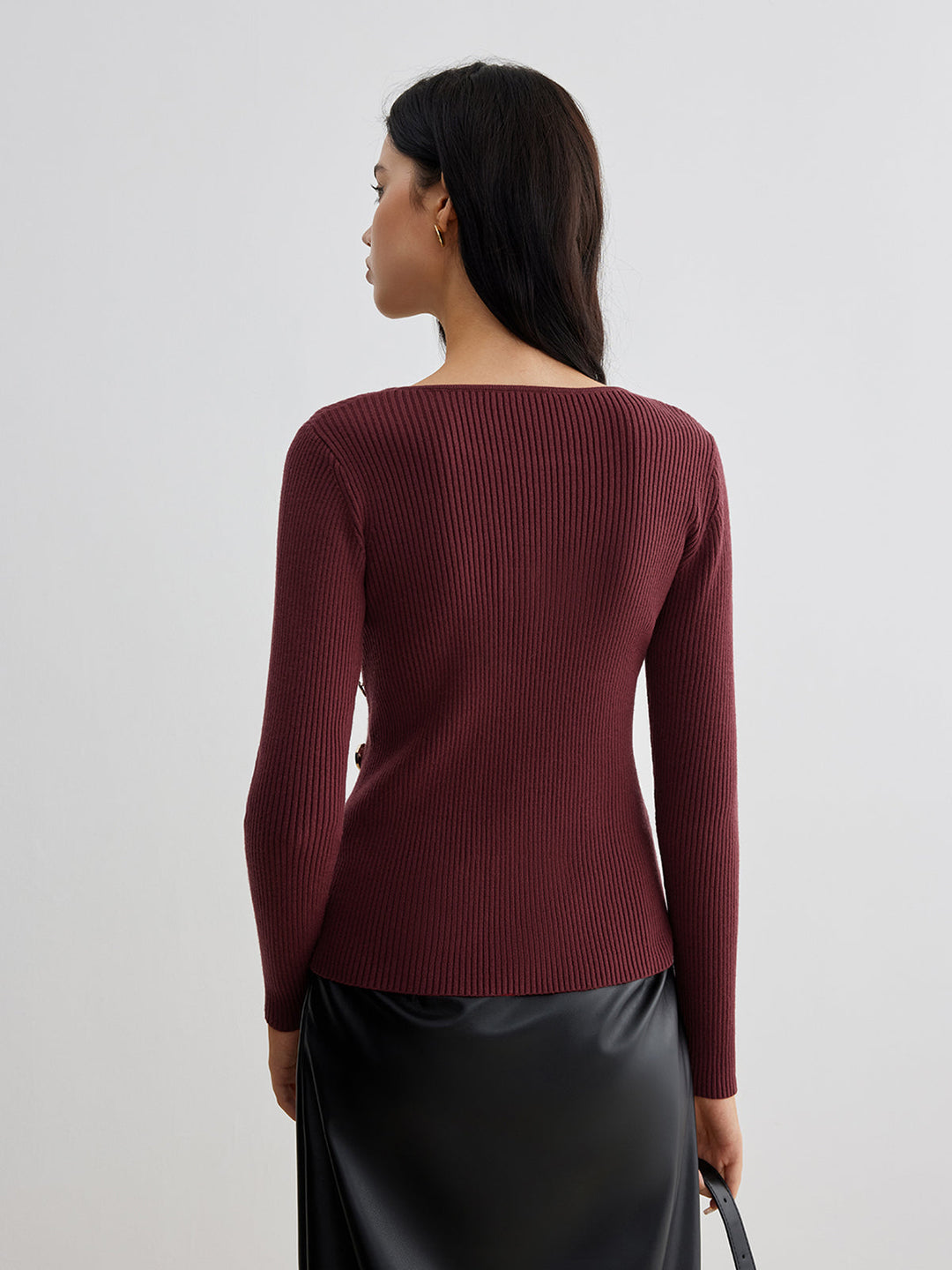 Asymmetrical Ribbed Slim Sweater  Liora Lane Boutique Sweaters