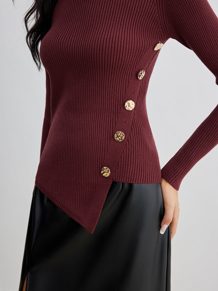 Asymmetrical Ribbed Slim Sweater  Liora Lane Boutique Sweaters