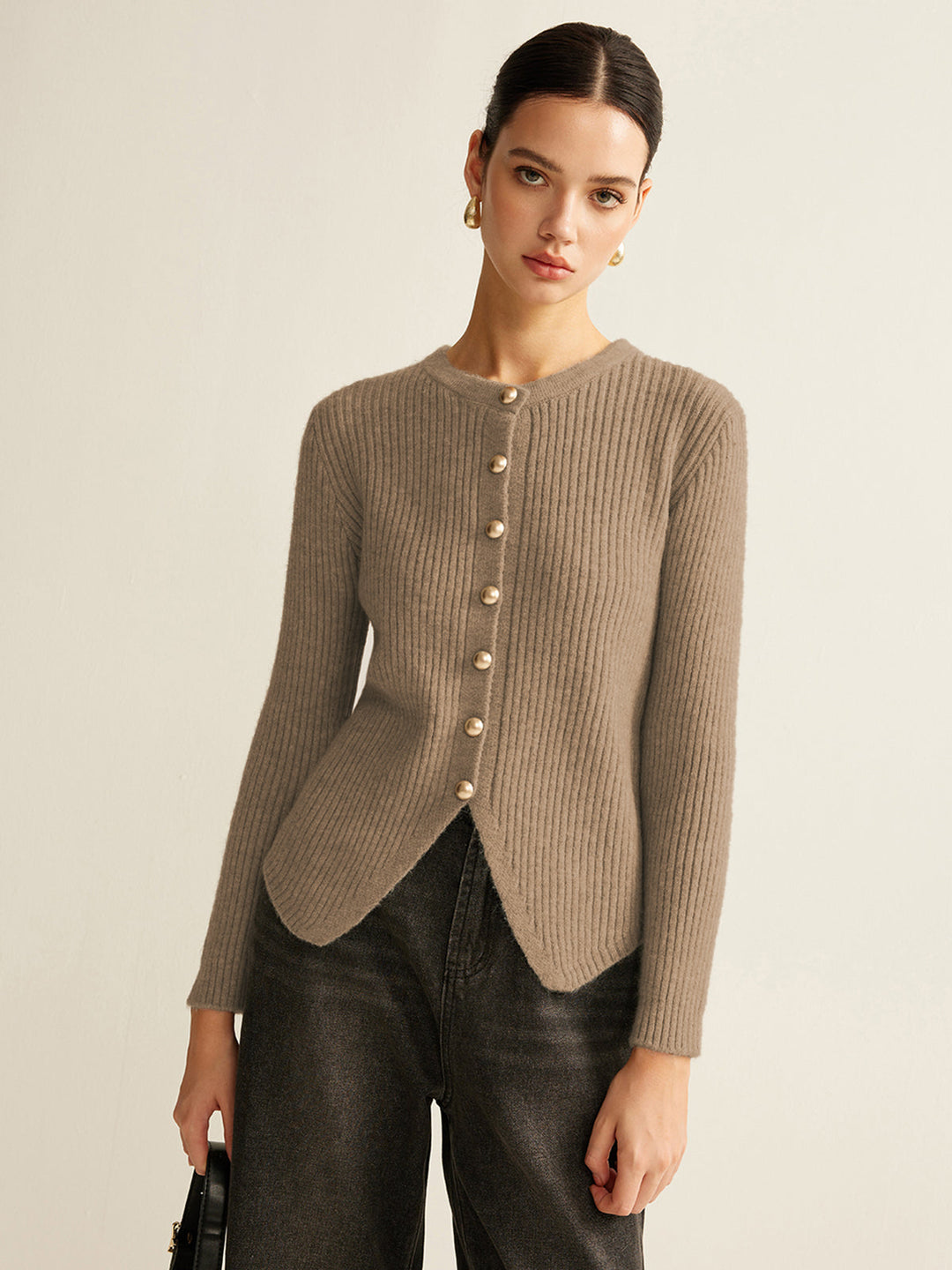 Button Down Split Cardigan  Liora Lane Boutique Cardigans Camel / XL 39.00