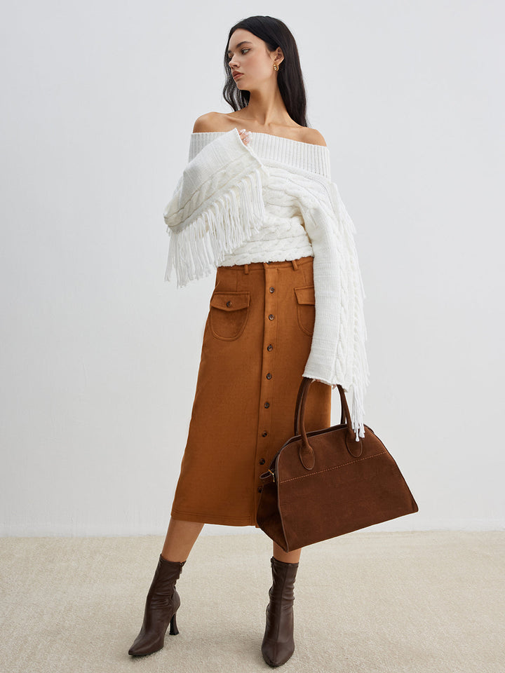 Beheme Off-Shoulder Tassel Sweater  Liora Lane Boutique Sweaters