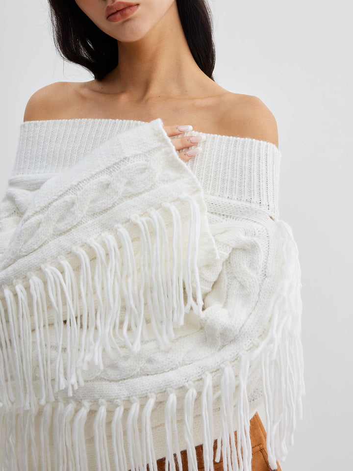 Beheme Off-Shoulder Tassel Sweater  Liora Lane Boutique Sweaters