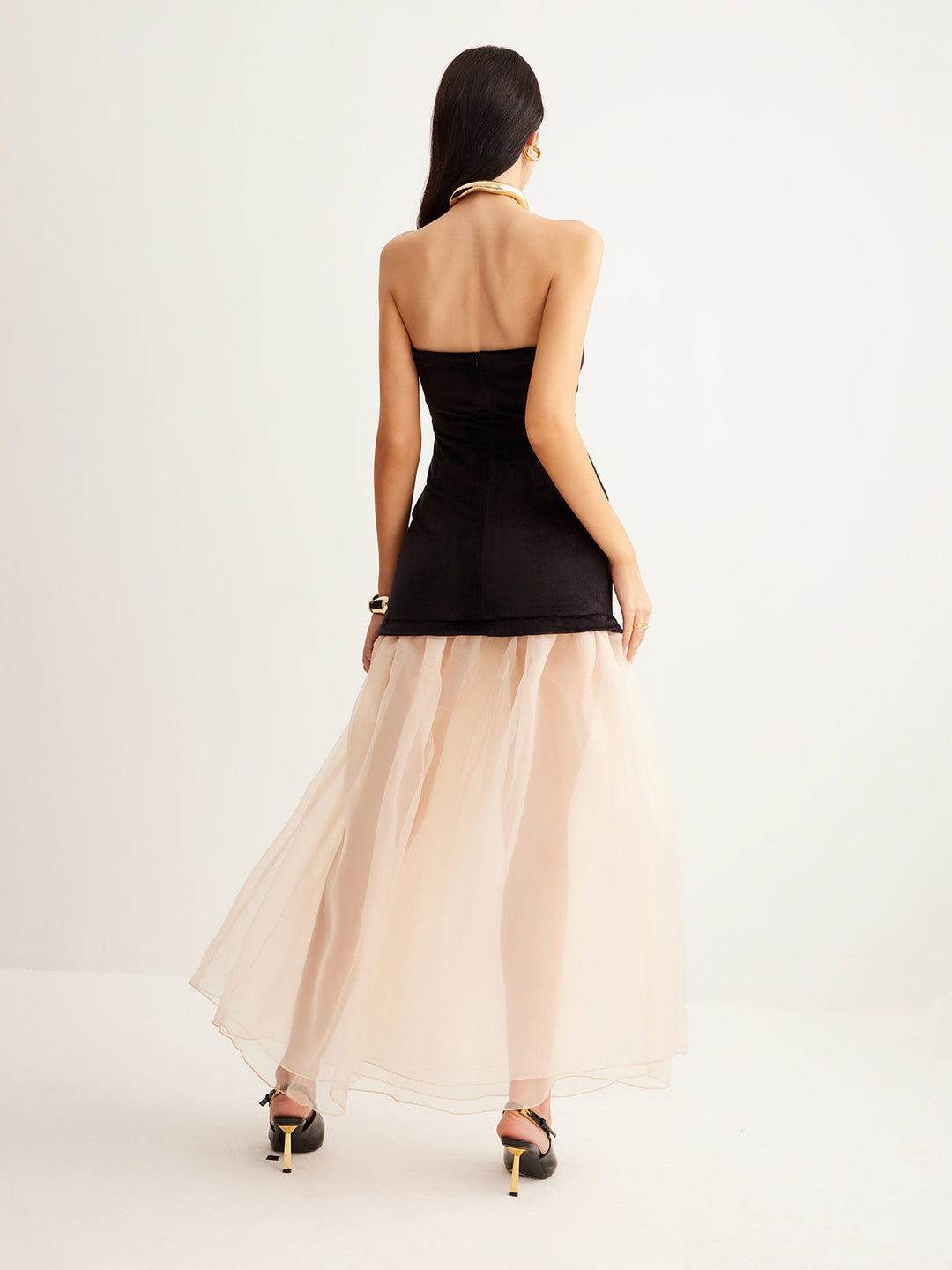 Semi-Sheer Velvet Panel Mesh Tube Dress  Liora Lane Boutique Dresses