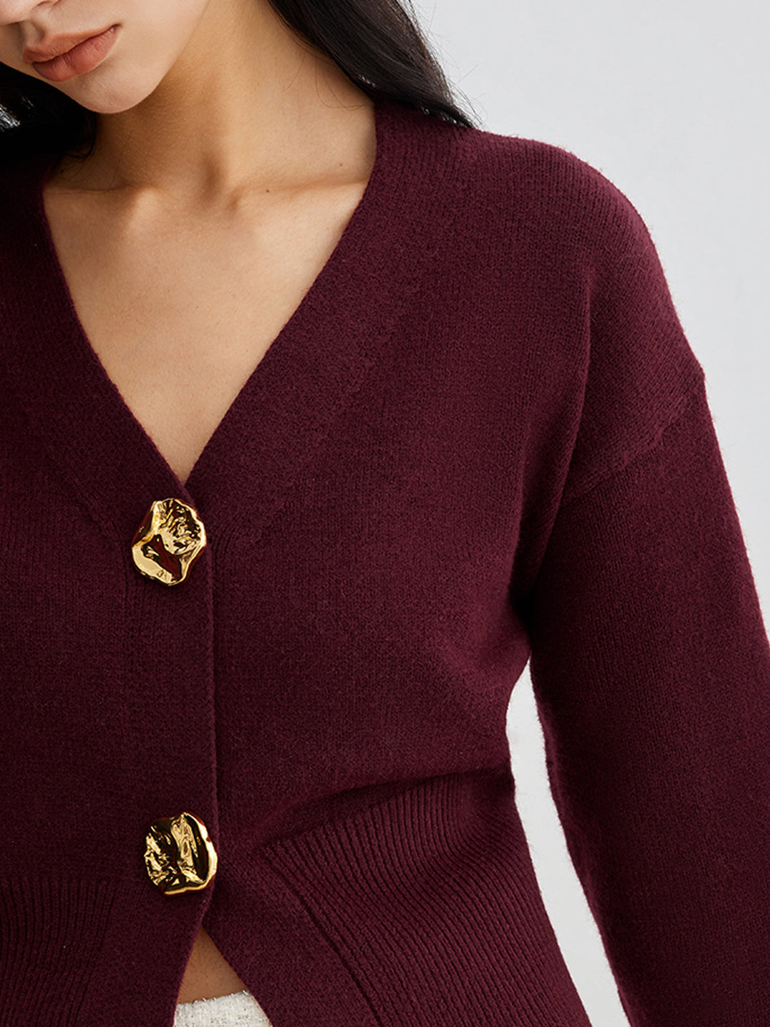 Elegant Metal Button Short Cardigan  Liora Lane Boutique Cardigans