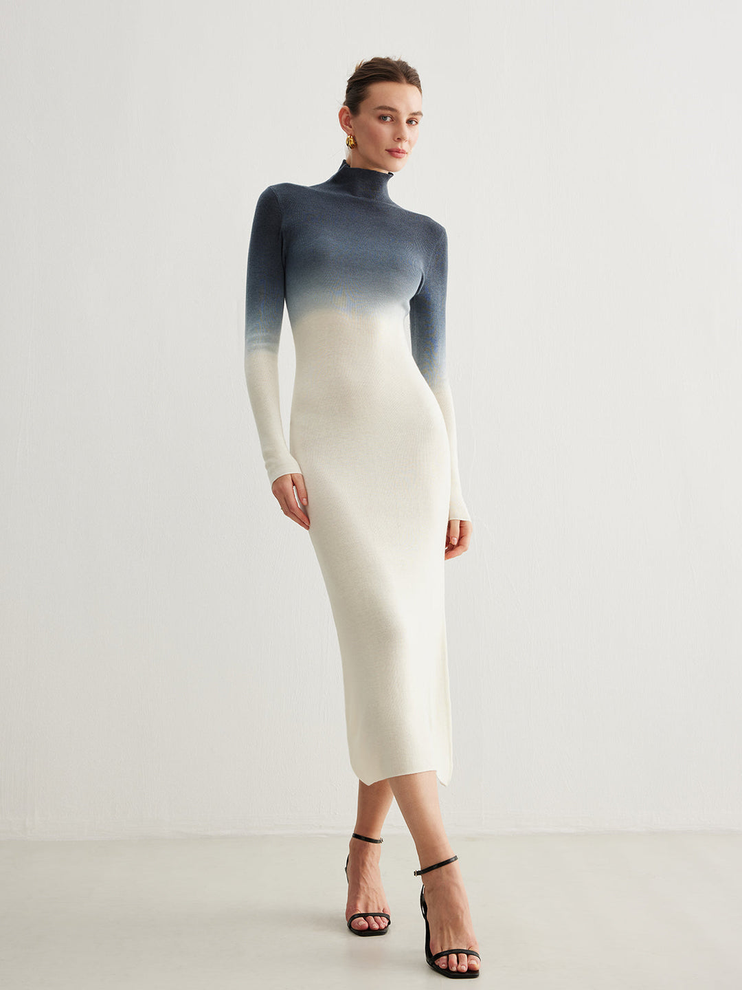 Tie Dye Gradient Slim Long Dress  Liora Lane Boutique Sweater Dresses Grey / XL 150.99