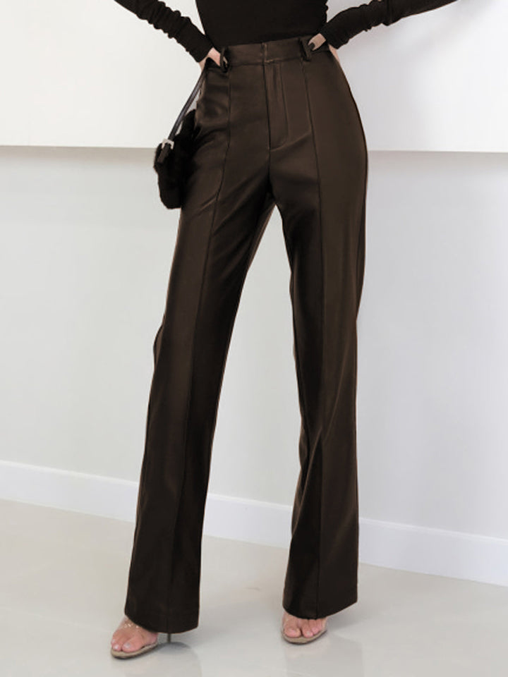 High Waist Faux Leather Pants  Liora Lane Boutique Pants Dark Brown / XL 39.00