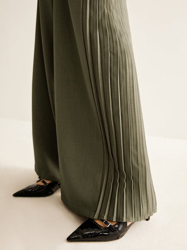 Side Pleated Wide-Leg Pants  Liora Lane Boutique Pants