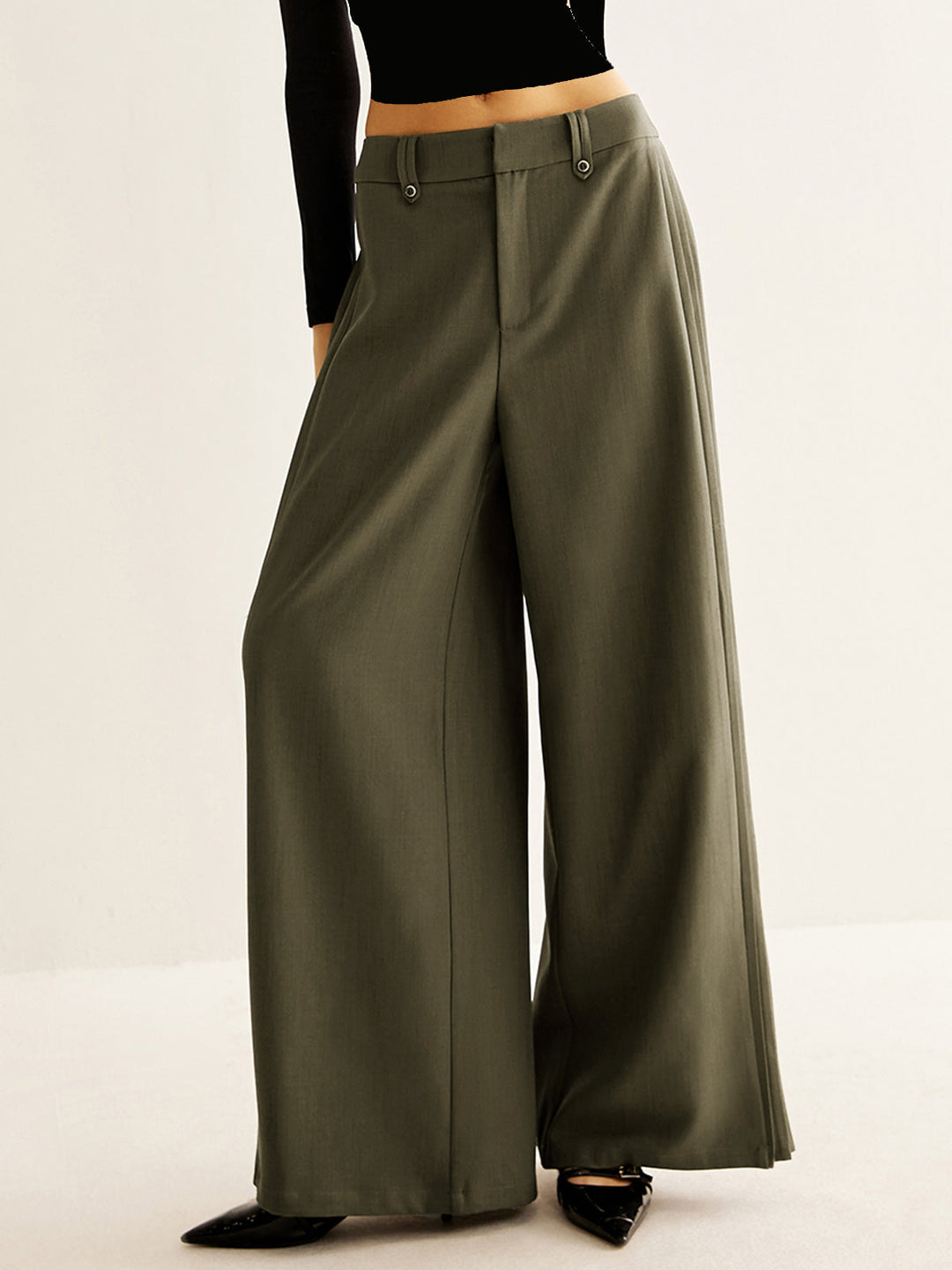 Side Pleated Wide-Leg Pants  Liora Lane Boutique Pants