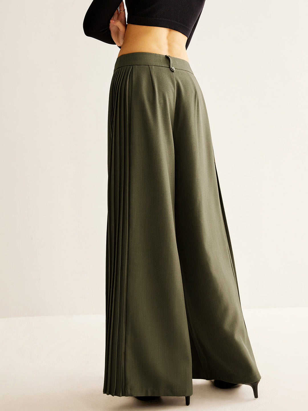 Side Pleated Wide-Leg Pants  Liora Lane Boutique Pants