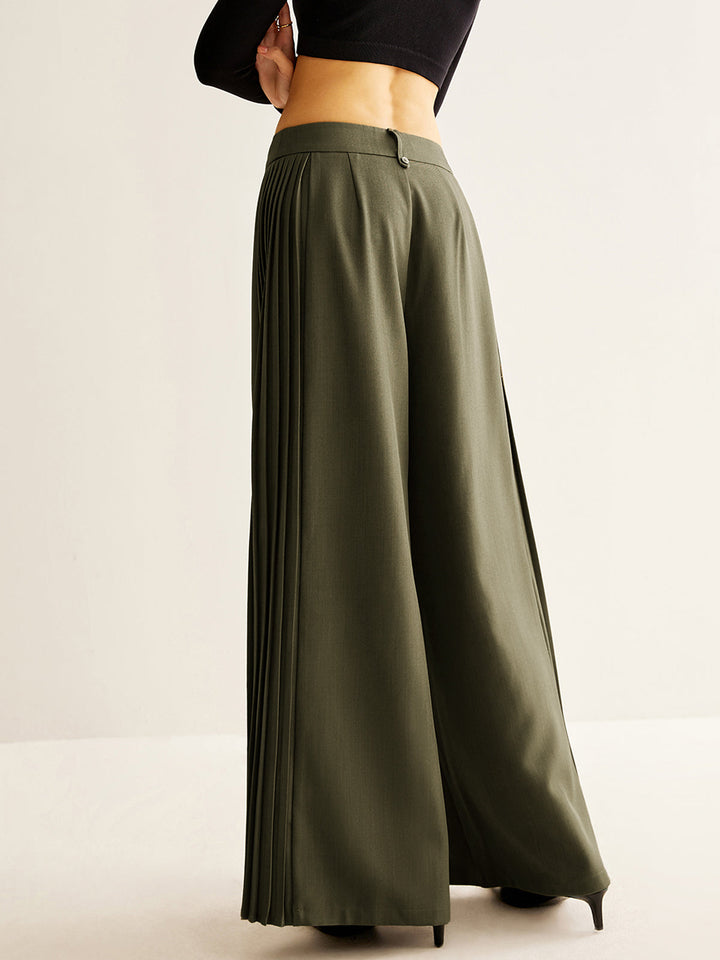 Side Pleated Wide-Leg Pants  Liora Lane Boutique Pants