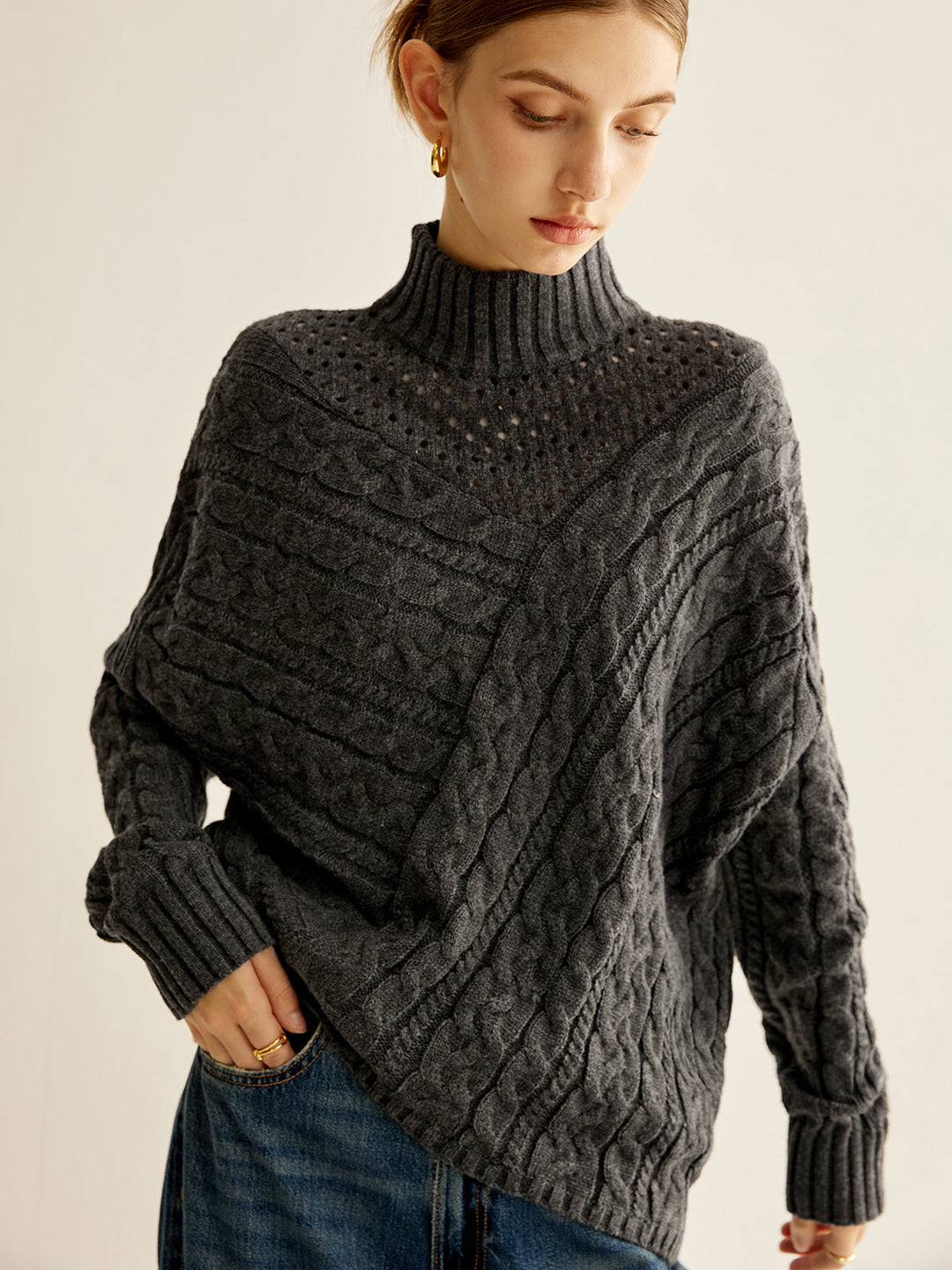 Asymmetrical Mock-Neck Sweater  Liora Lane Boutique Sweaters