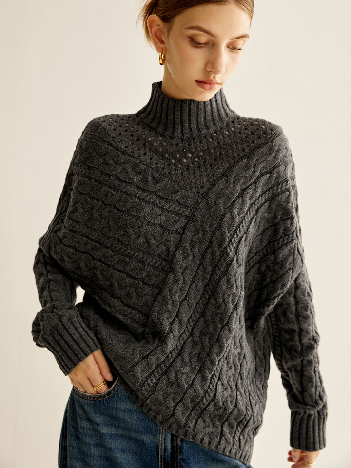 Asymmetrical Mock-Neck Sweater  Liora Lane Boutique Sweaters