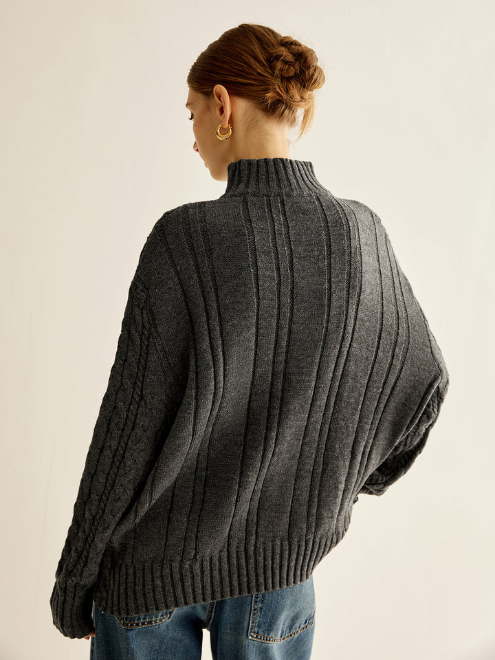 Asymmetrical Mock-Neck Sweater  Liora Lane Boutique Sweaters
