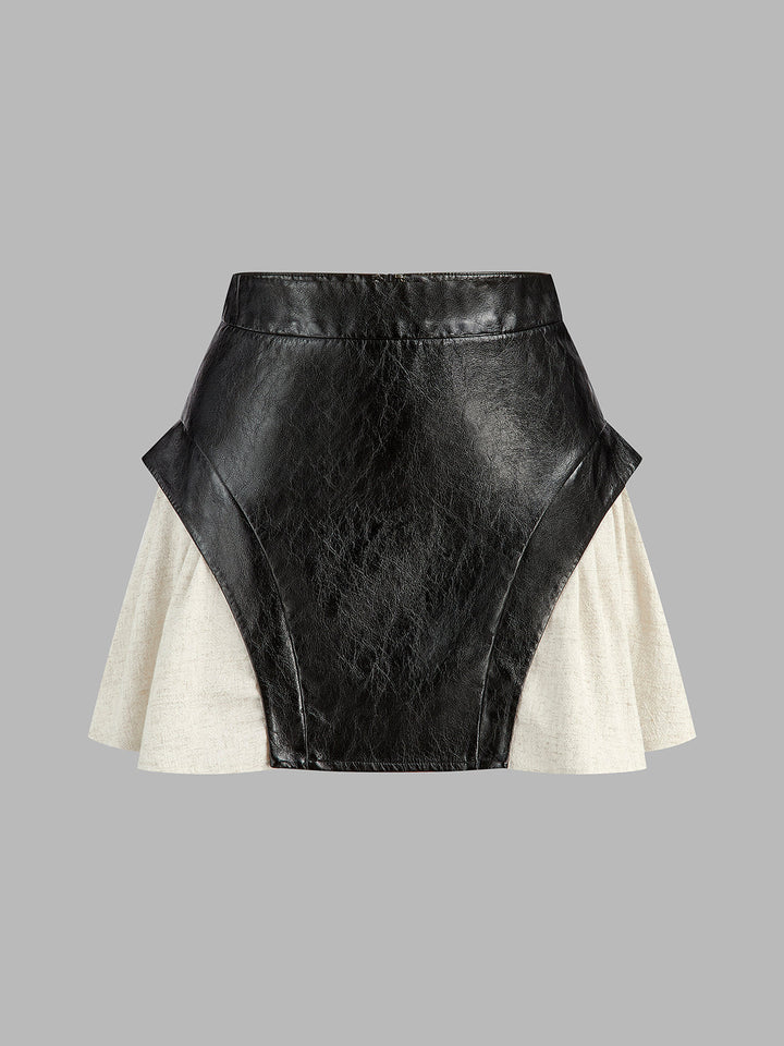 Color Block Faux Leather Mini Skirt  Liora Lane Boutique Skirts Black / XL 38.00