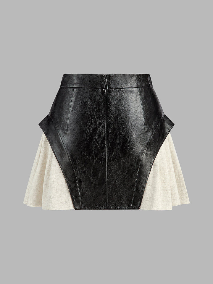 Color Block Faux Leather Mini Skirt  Liora Lane Boutique Skirts