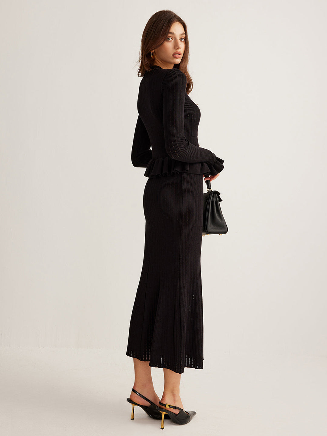 Ruffle Slim Sweater Dress  Liora Lane Boutique Sweater Dresses