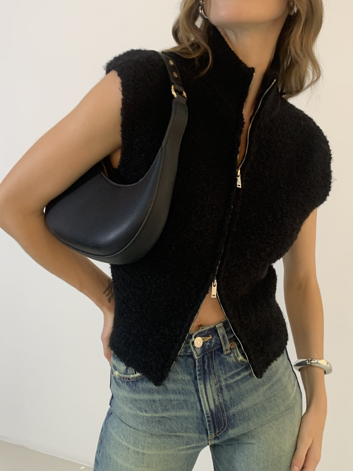 Two Way Zip Minky Cardigan  Liora Lane Boutique Cardigans Black / XL 46.00